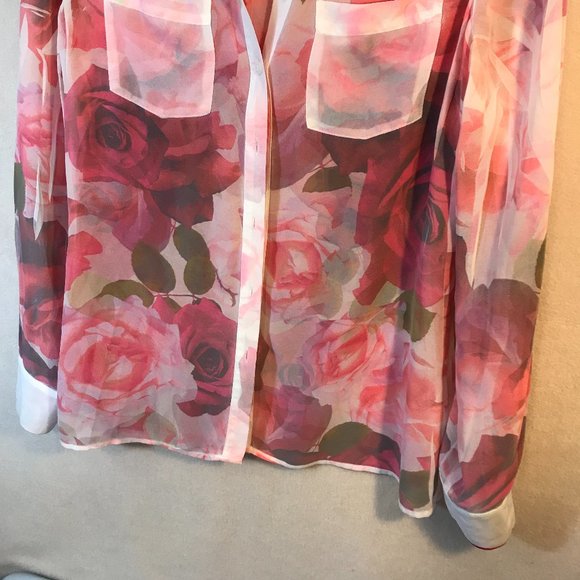 Guess Floral Sheer Blouse Top - Picture 3 of 7
